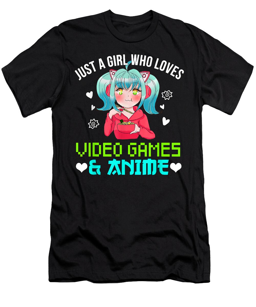 Just a Girl Who Loves Video Games and Anime Dnt Prints T-Shirt