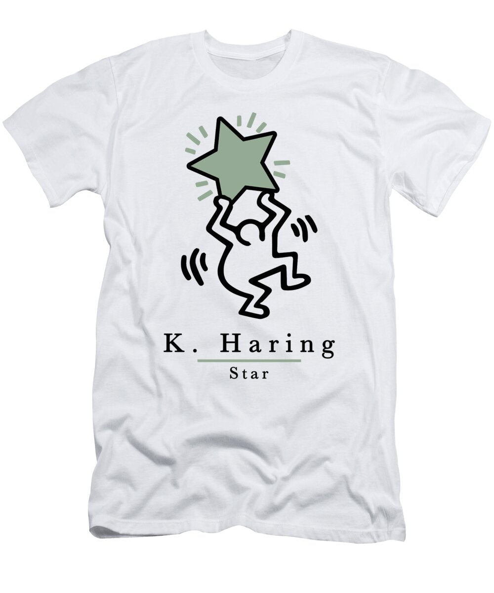 K Haring Star Illustration Pastel Green Re Make T-Shirt