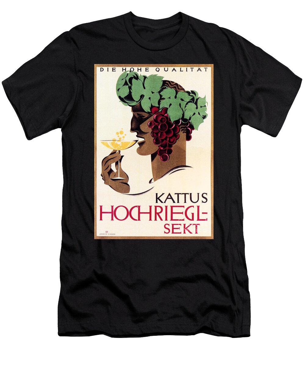 Kattus Hochriegl Sekt German Wine Champagne Advertisement By Joseph Binder Retro Graphika T-Shirt