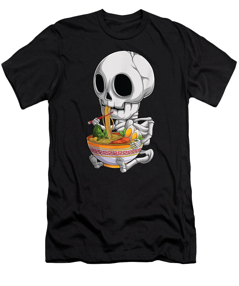 Kawaii Japanese Anime Skeleton Halloween Ramen Food Lovers Dnt Prints T-Shirt