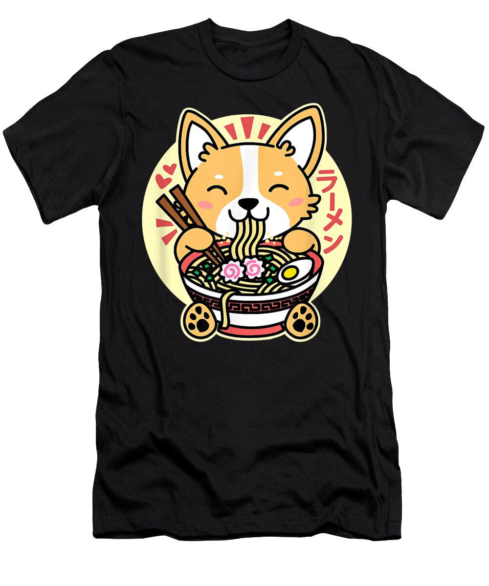 Kawaii Ramen Cute Anime Dog Corgi Japanese Noodles Drk Dnt Prints T-Shirt