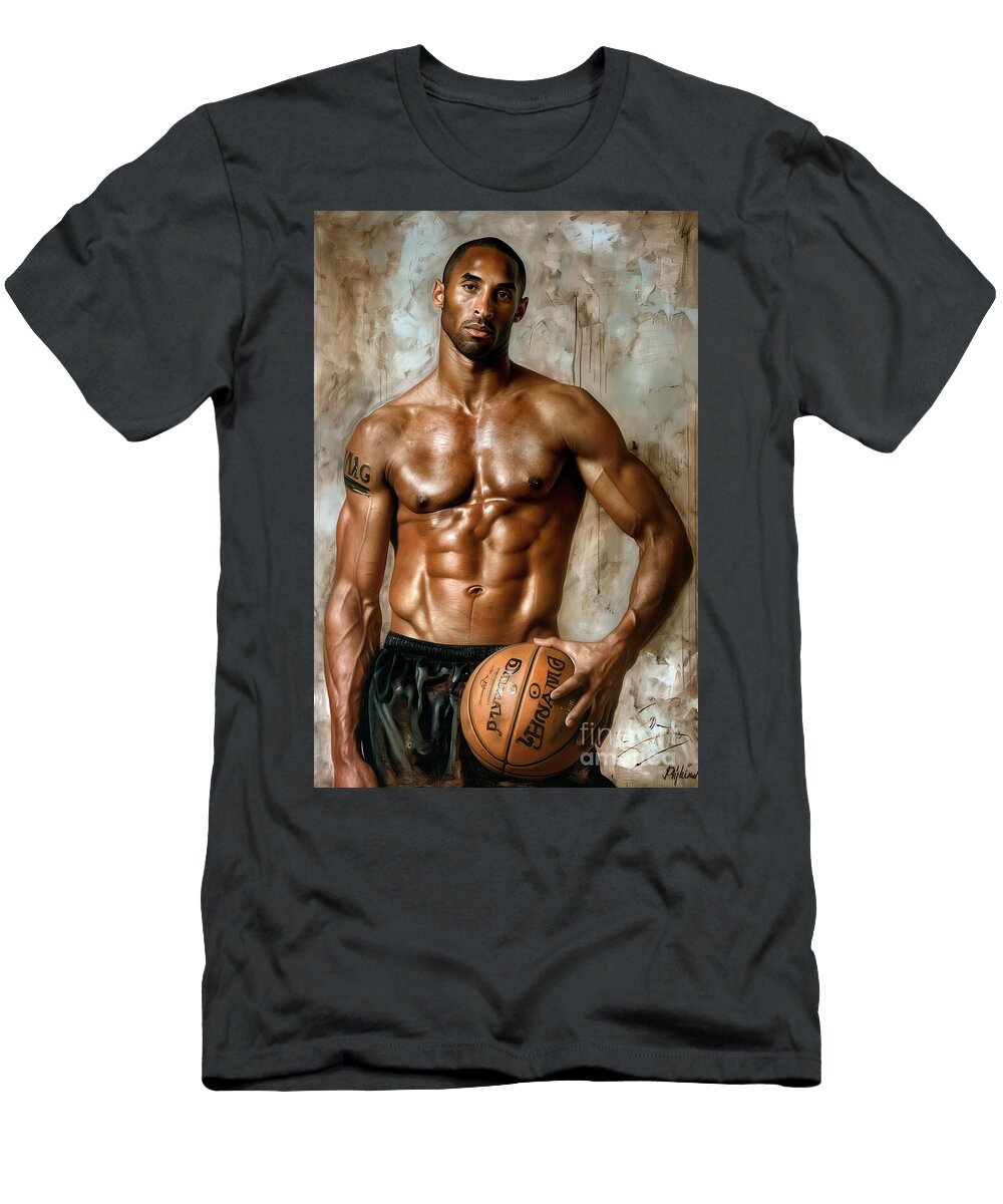 Kobe Bryant Handsome Youth Half Body Holding By Asar Studio Celestial Images T-Shirt