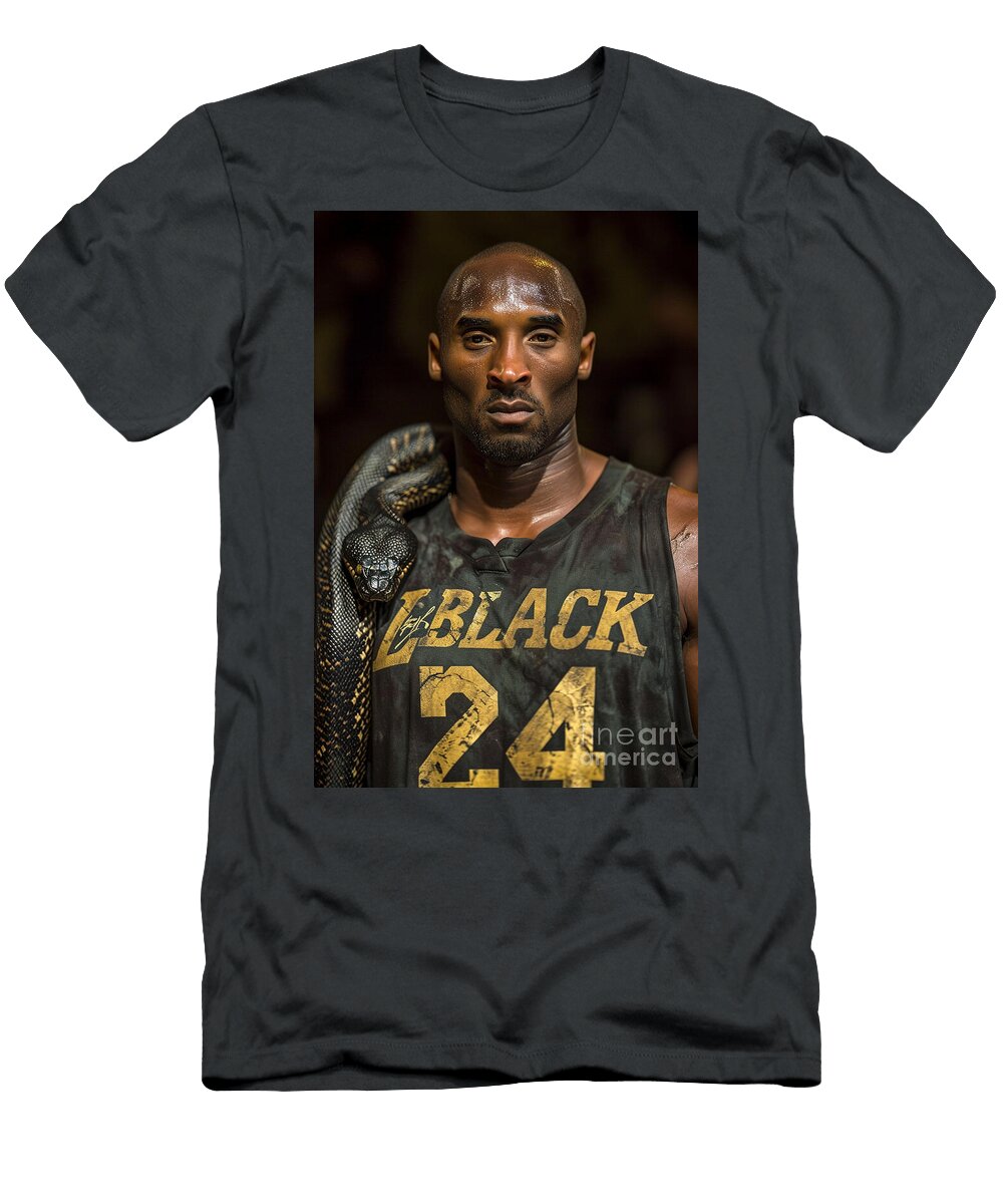 Kobe Bryant with Lakers Jersey Number 24 Holdin By Asar Studios Artistic Rifki T-Shirt