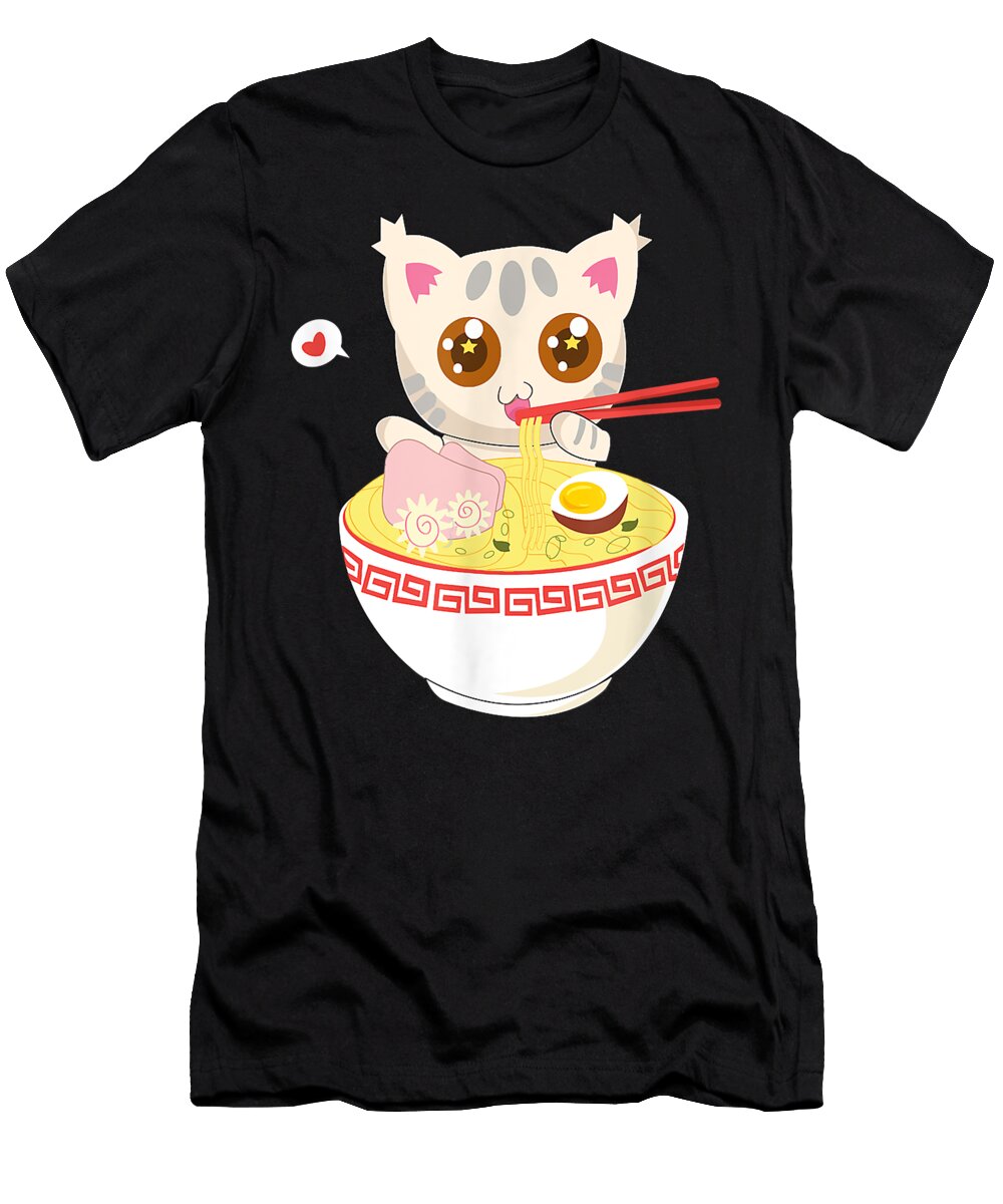 Korean Clothes for Teen Girls Japanese Fashion Ramen Cat Dnt Prints T-Shirt