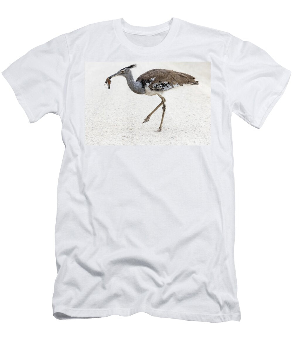 Kori Bustard Holding Cape Sparrow Prey in Beak Kgalagadi Ann Steve Toon Natureplcom T-Shirt