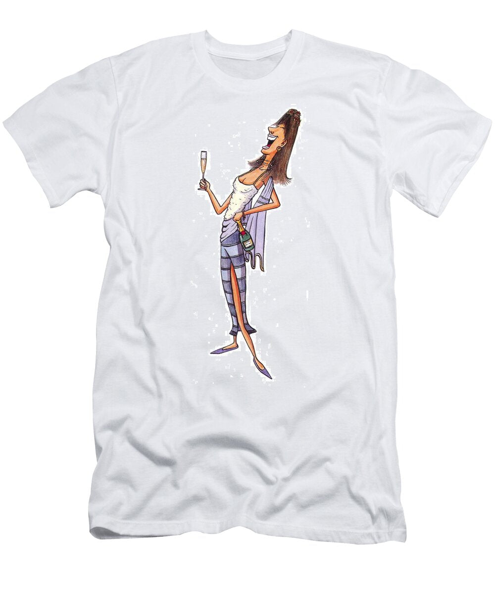 Lady Drinking Champagne Oliver Preston T-Shirt
