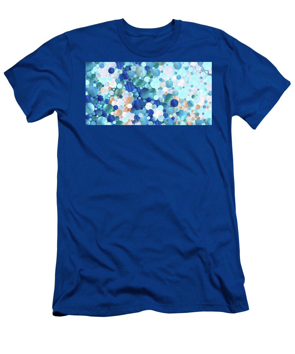 Land and Sea Blue Abstract Mosaic Art Sharon Cummings T-Shirt