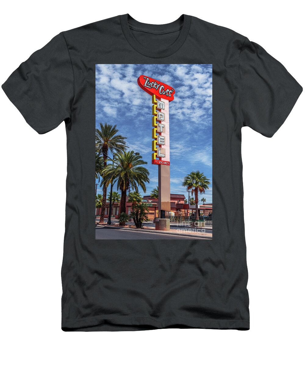 Las Vegas Lockdown Lucky Cuss Motel Sign Cloudy Aloha Art T-Shirt