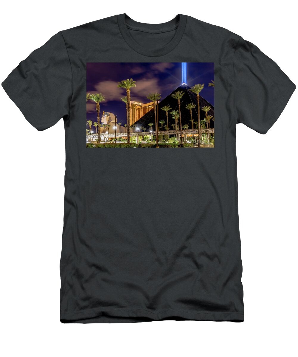 Las Vegas Lockdown Luxor and Sphynx Profile on Cloudy Night Aloha Art T-Shirt