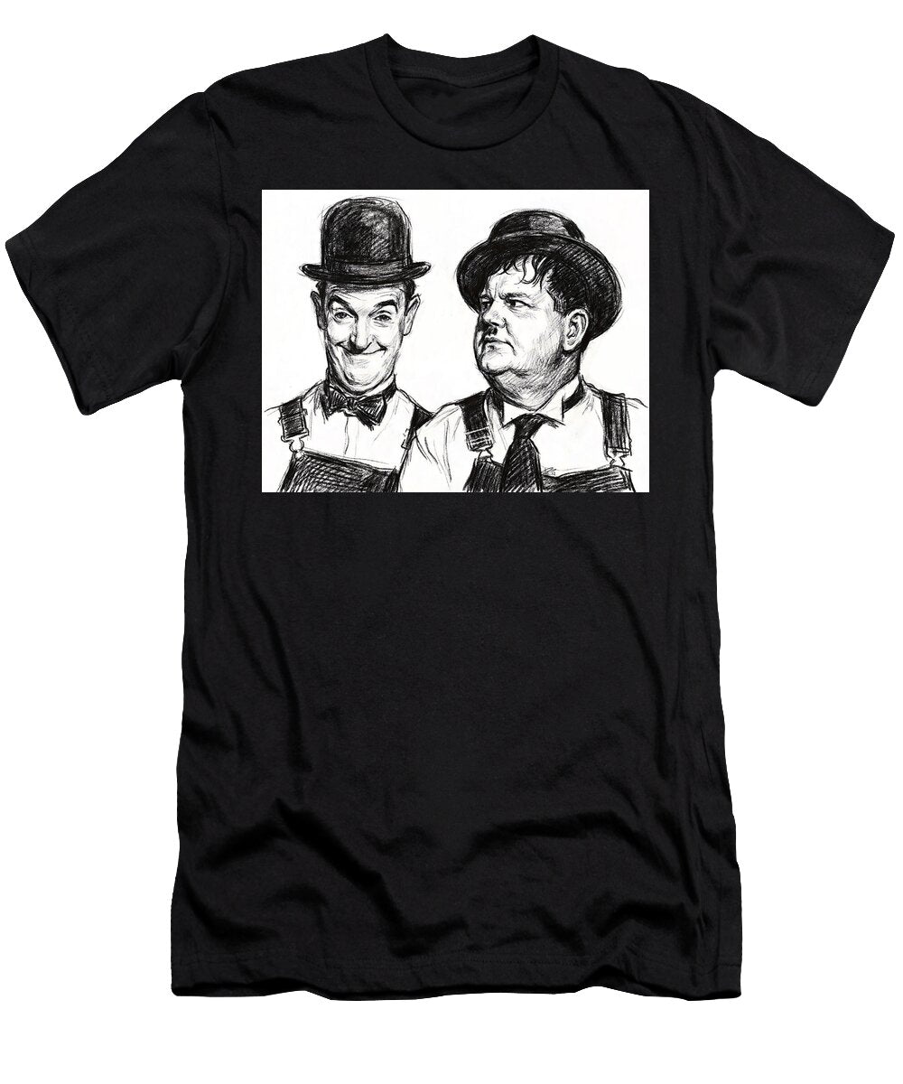 Laurel and Hardy the Handy Men Vintage Charcoal Sketch Julia the Pooh T-Shirt