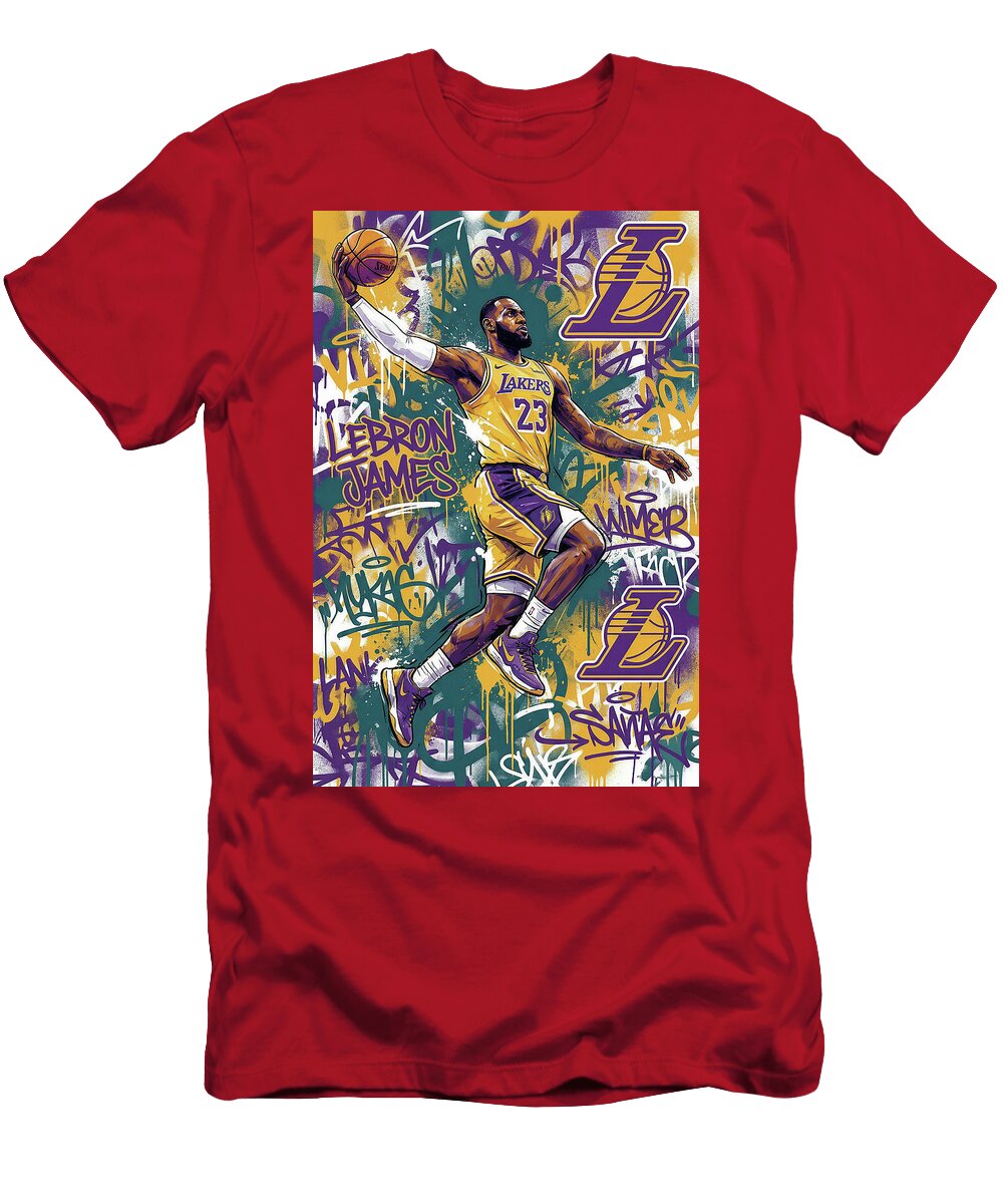 Lebron James Graffiti Slam Dunk Graffiti Poster Basketball Player NBA Sampadart Gallery T-Shirt