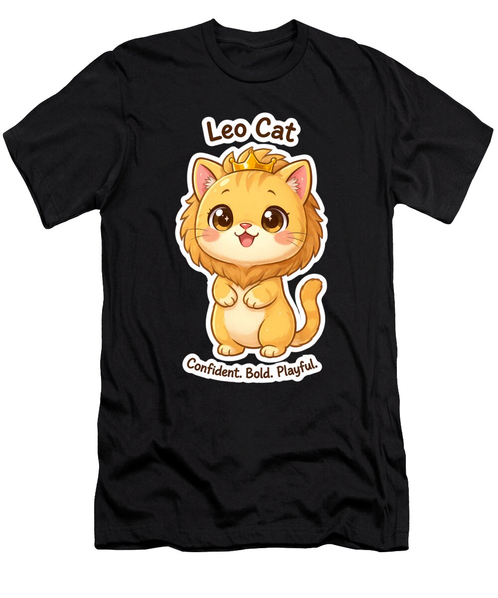 Leo Cat Proud Confident Zodiac Chibi Cat Sticker Melinda Dusnoki T-Shirt