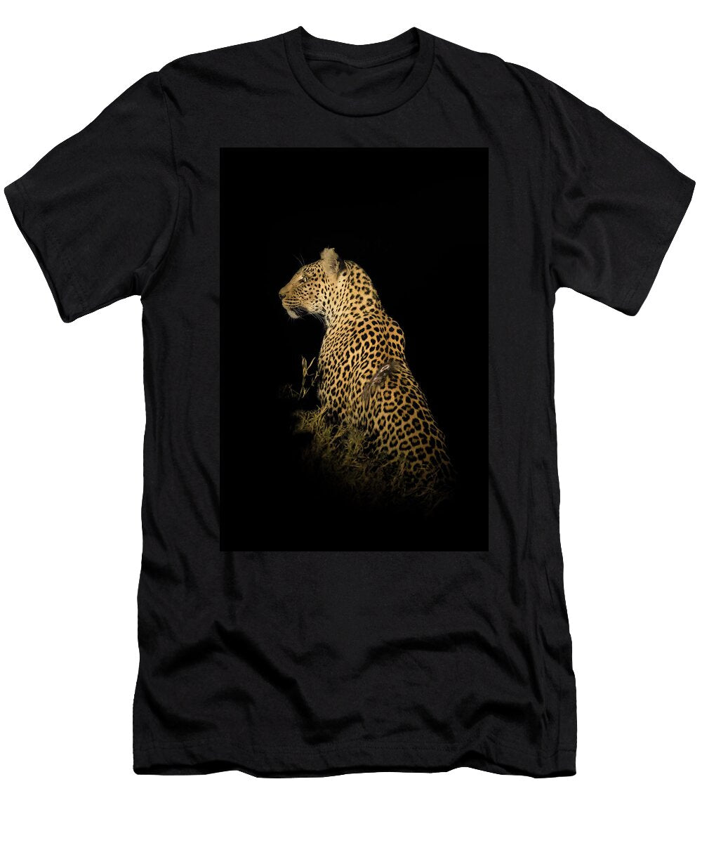 Leopard At Night Female with Scar Khwai Conservancy Ann Steve Toon Natureplcom T-Shirt