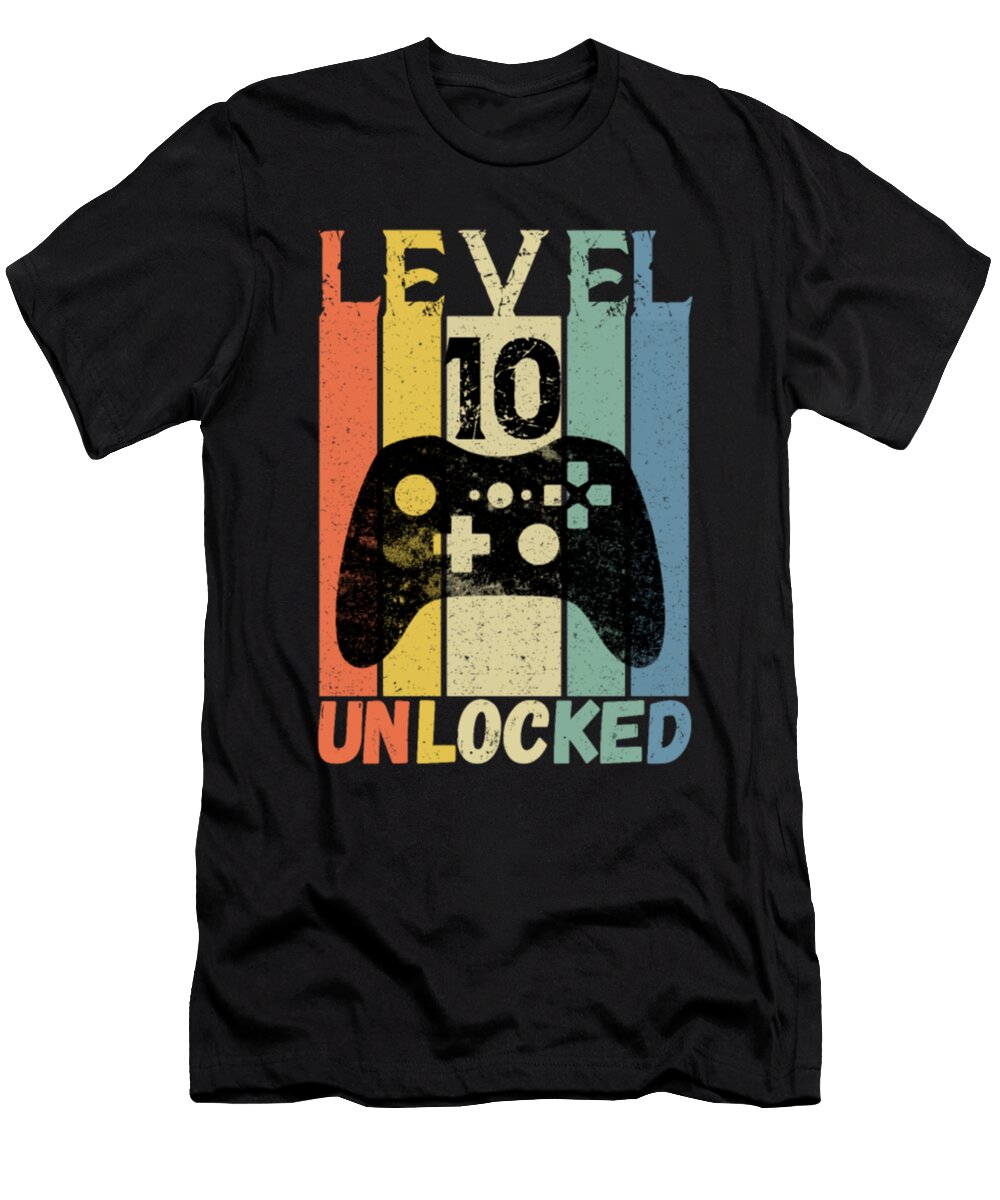 Level 10 Unlocked 10th Birthday Video Games Lover Tinh Tran Le Thanh T-Shirt
