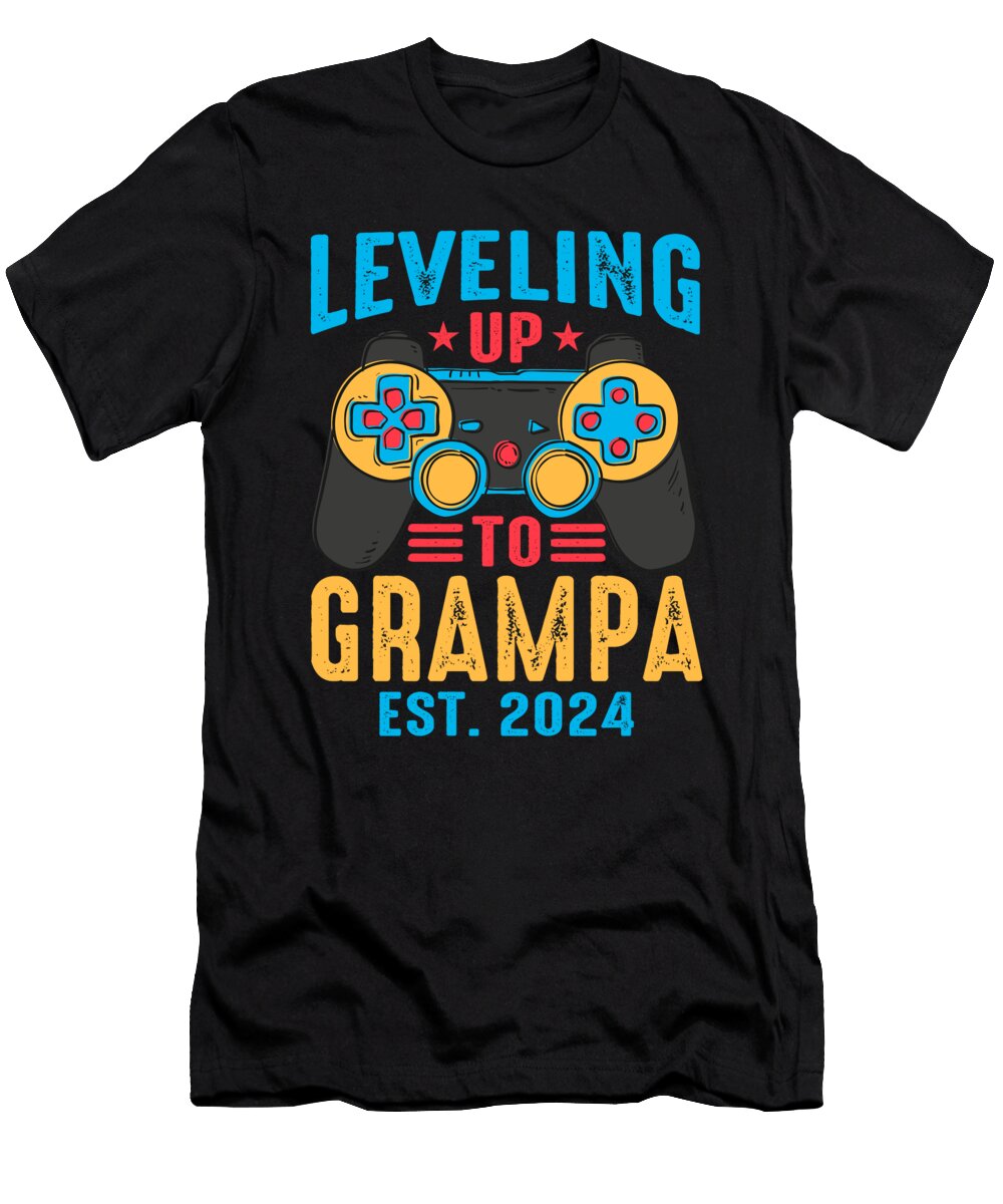 Leveling Up to Grampa 2024 Video Game Gamer Dhbubble T-Shirt