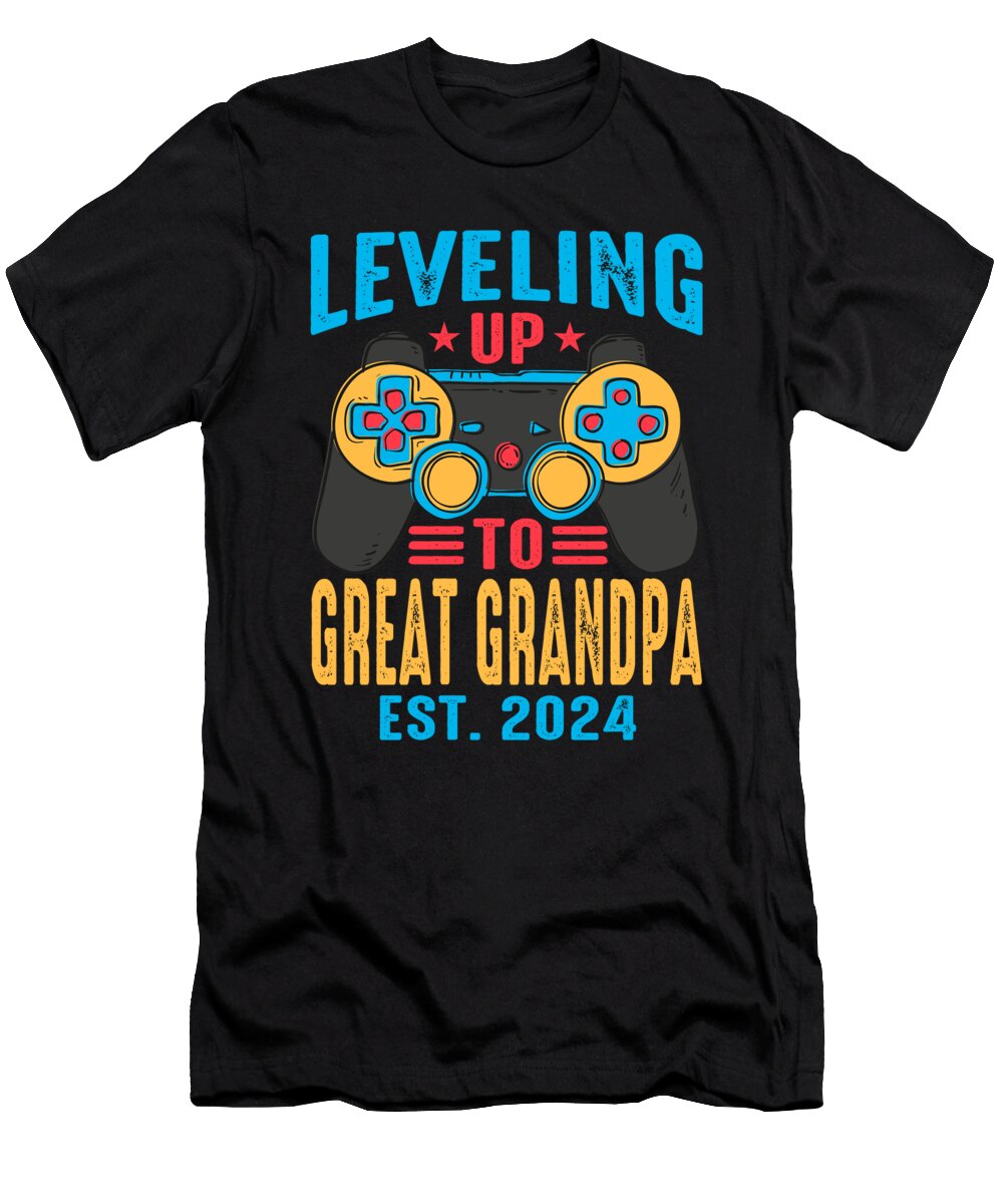 Leveling Up to Great Grandpa 2024 Video Game Gamer Dhbubble T-Shirt