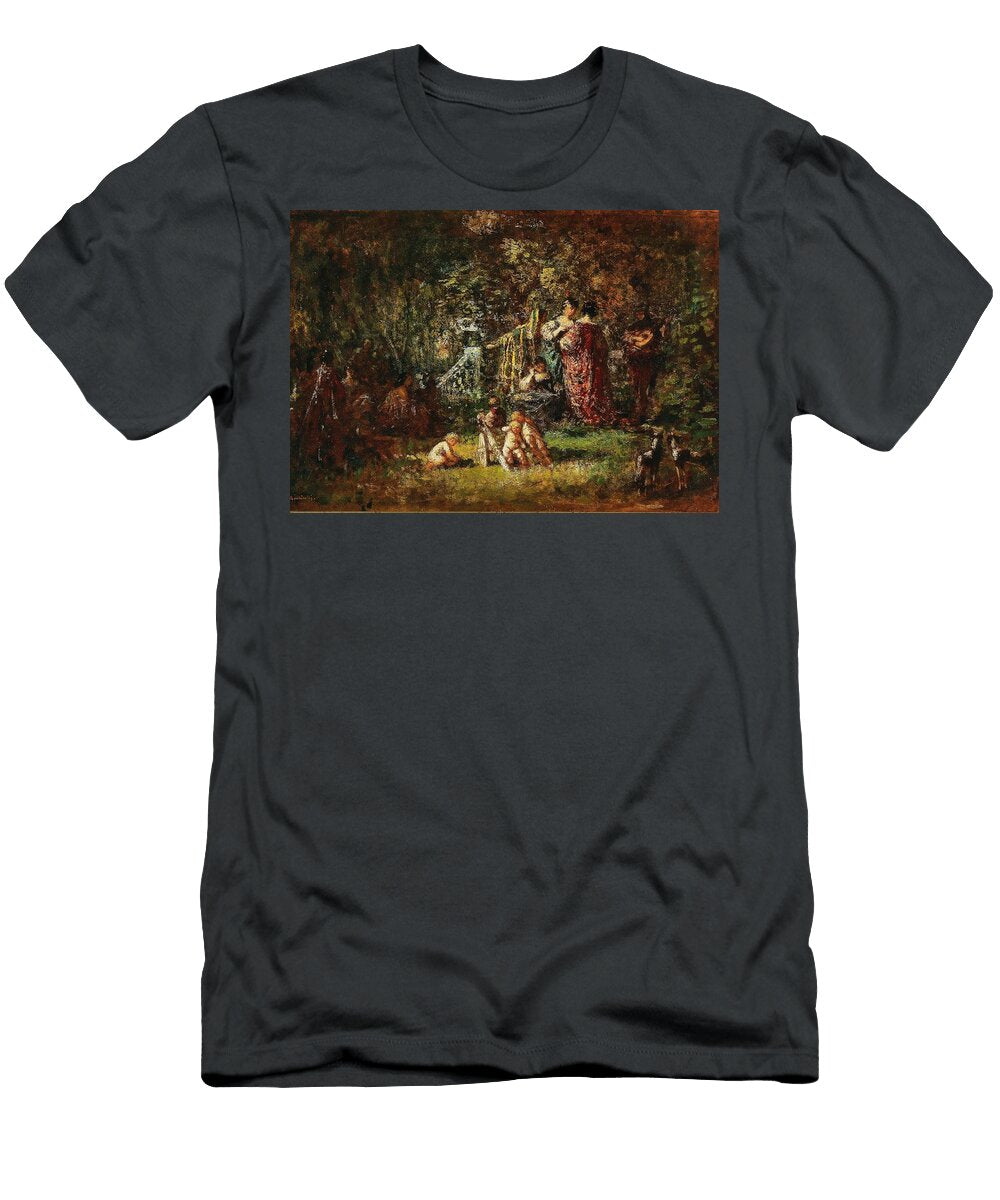 Liebesreigen in Parklandschaft Adolphe Monticelli French T-Shirt