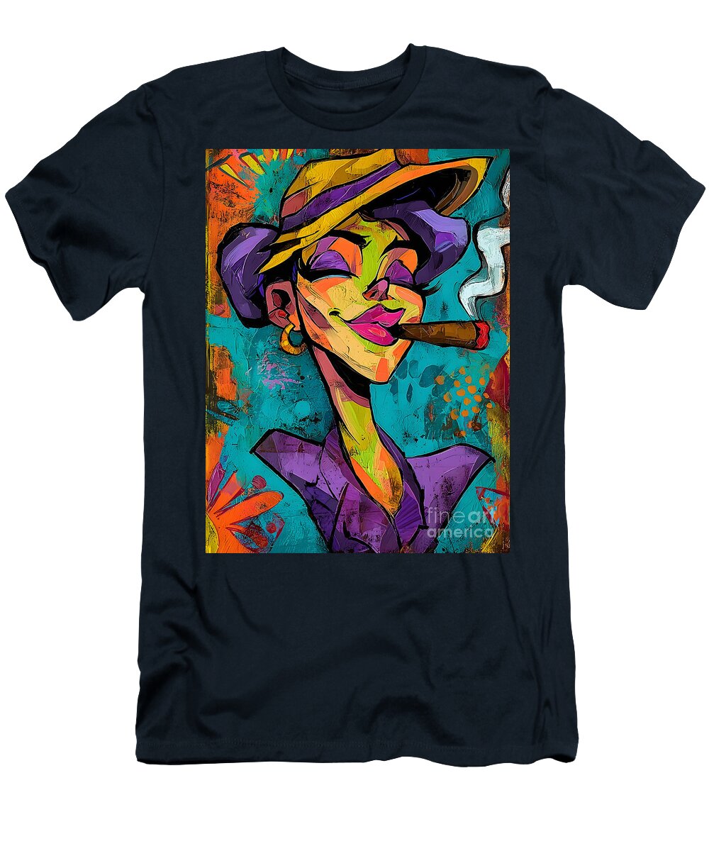 Light It Up in Style a Bold Colorful Cigar Moment with Abstract Flair Olfactoart Studio T-Shirt
