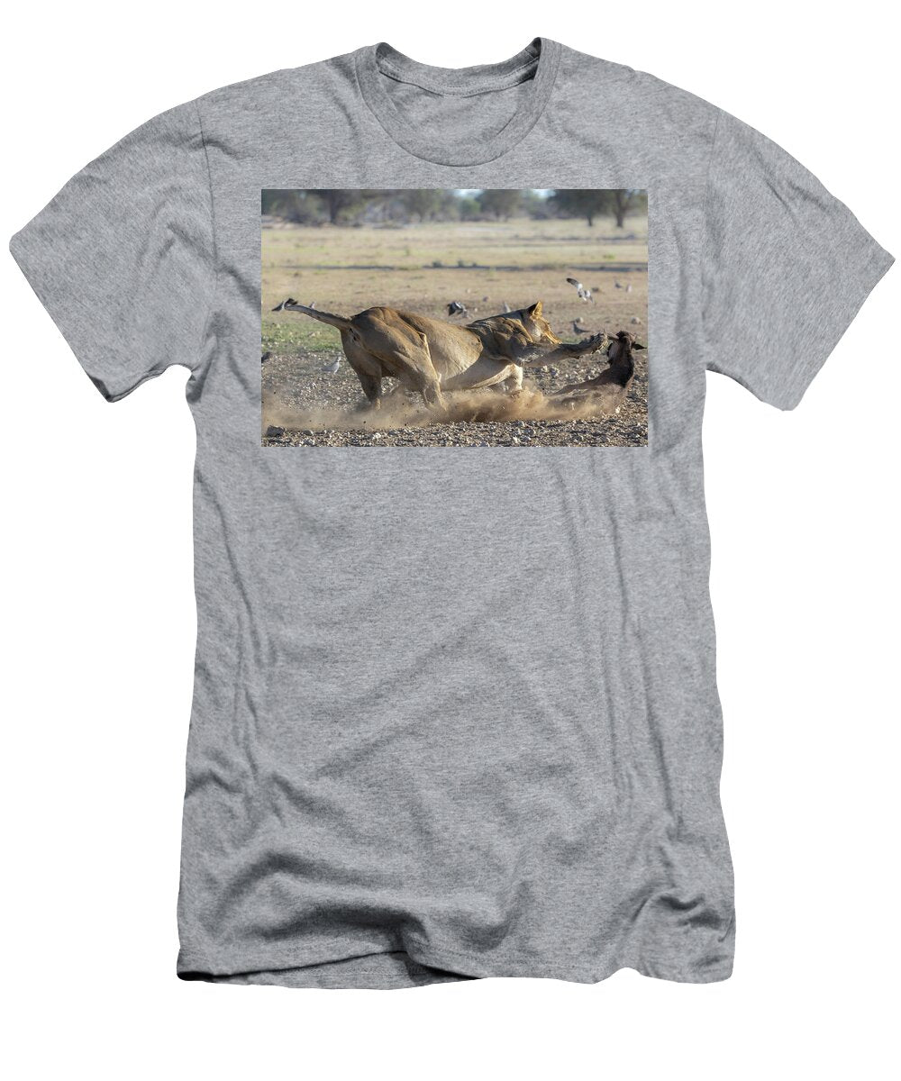 Lioness Hunting Wildebeest Juvenile Kgalagadi Ann Steve Toon Natureplcom T-Shirt
