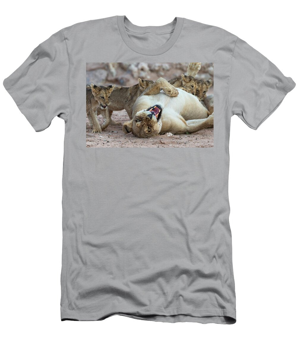 Lioness with Suckling Cubs Kgalagadi Transfrontier Park Ann Steve Toon Natureplcom T-Shirt
