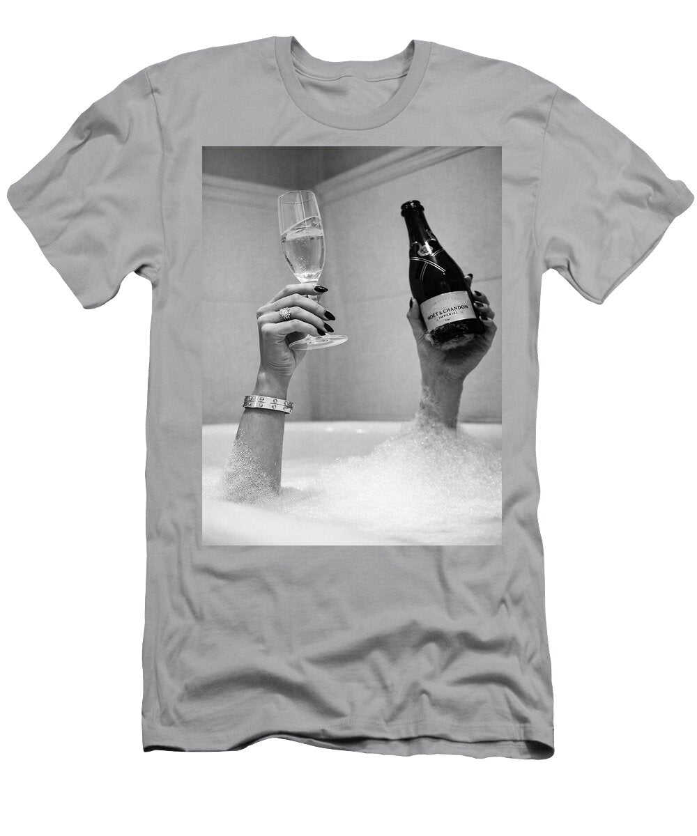 Luxury Bath Poster with Champagne Black White Glam Decor Print Pulp Poster T-Shirt