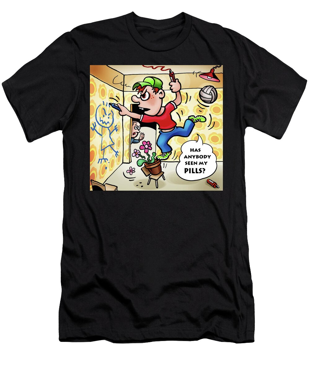 Mad Kid on Pills Peter Welleman T-Shirt