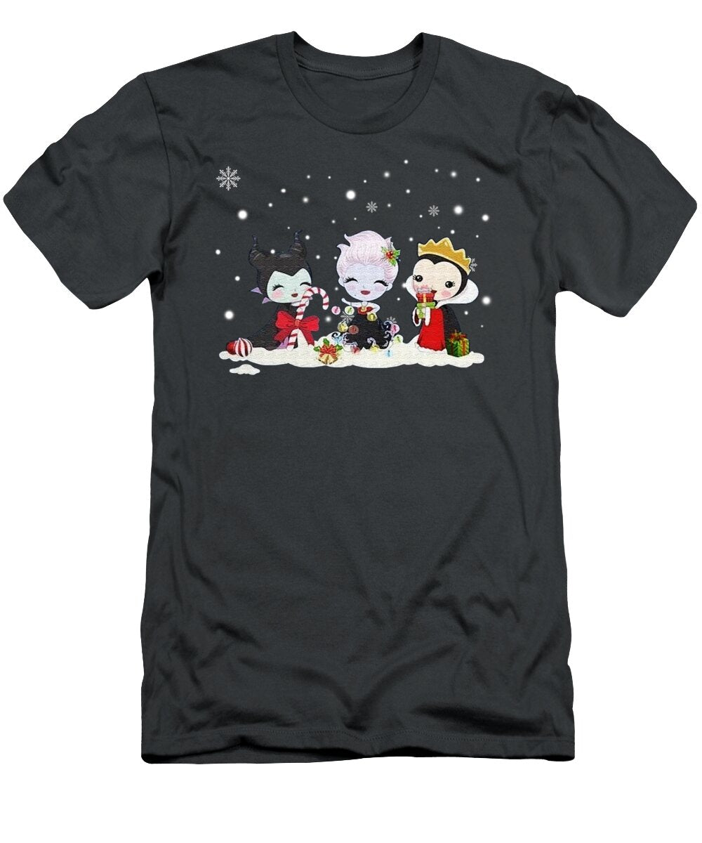 Maleficent Ursula and Evil Queen Chibi Christmas Movie S Movie S for Men Co Otto Lindeman T-Shirt