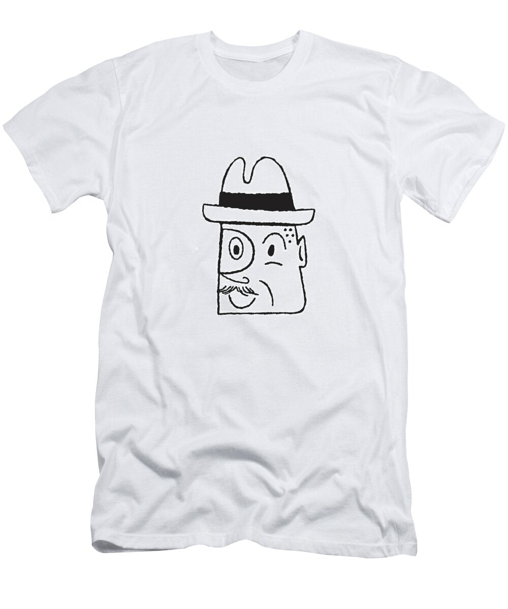 Man in Hat with Mustache Csa Images T-Shirt
