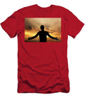 Man Praying Meditating in Harmony and Peace At Sunset Michal Bednarek T-Shirt