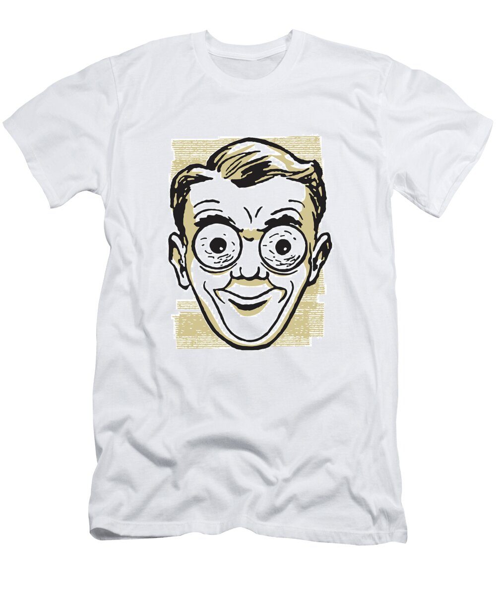 Man with Huge Crazy Eyes Csa Images T-Shirt