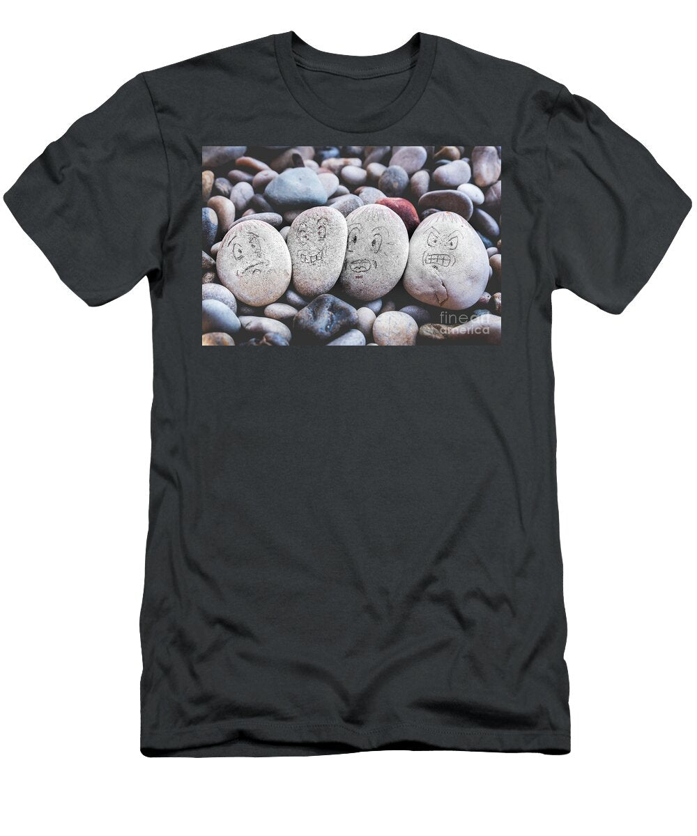 Managing Emotions Emoji Faces on Stones Sad Happy Surprised Worried and Angry Feelings Draw Luca Lorenzelli T-Shirt