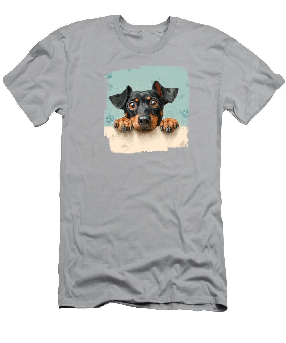 Manchester Terrier Peeking Over Wall 01 Elisabeth Lucas T-Shirt