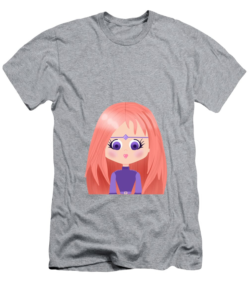 Manga Girl with Red Hair and Purple Eyes Barefoot Bodeez Art T-Shirt