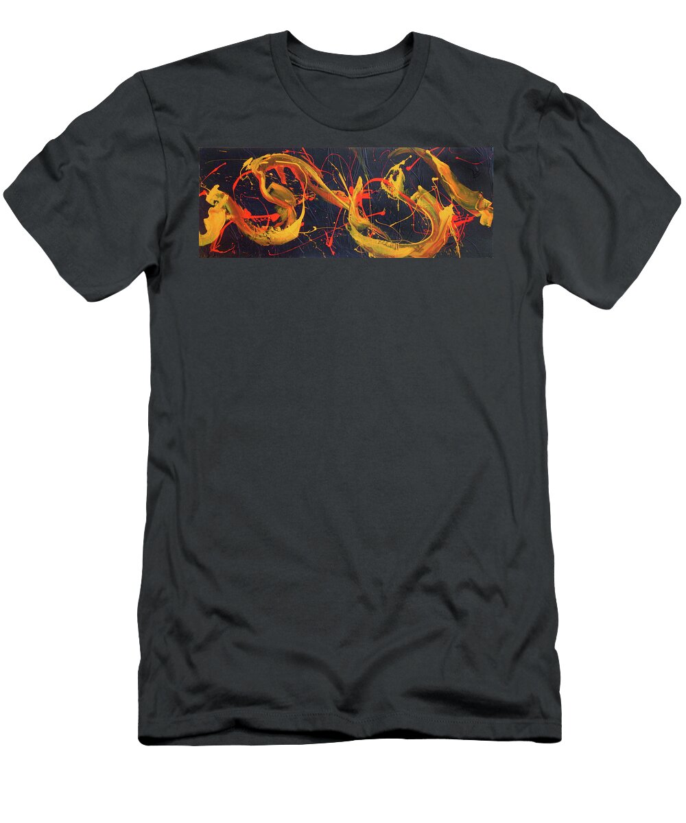 Manic Energy Powerful Exciting Gold Red Black Richard Claraval Richard Claraval T-Shirt