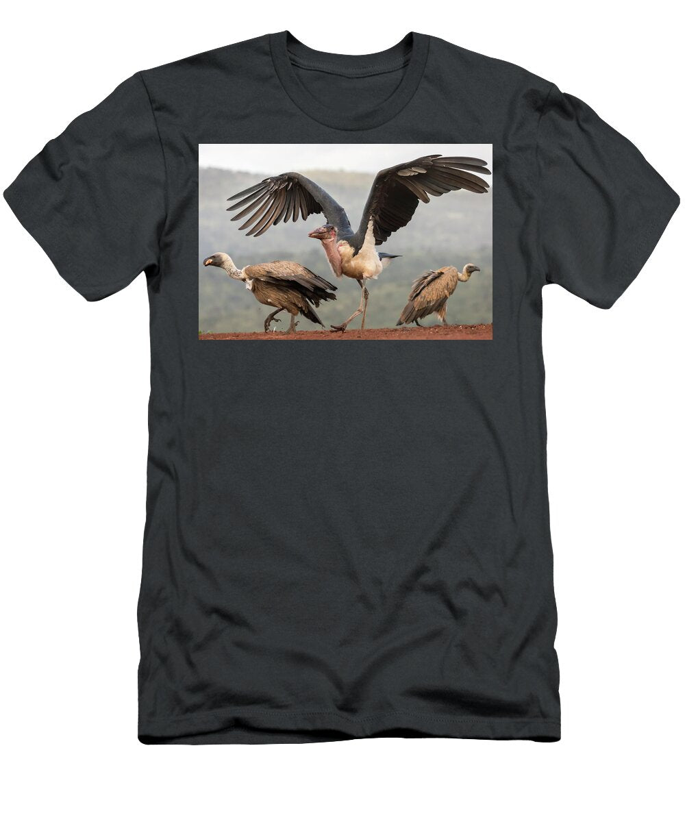 Marabou with Whitebacked Vultures Zimanga Private Game Ann Steve Toon Natureplcom T-Shirt