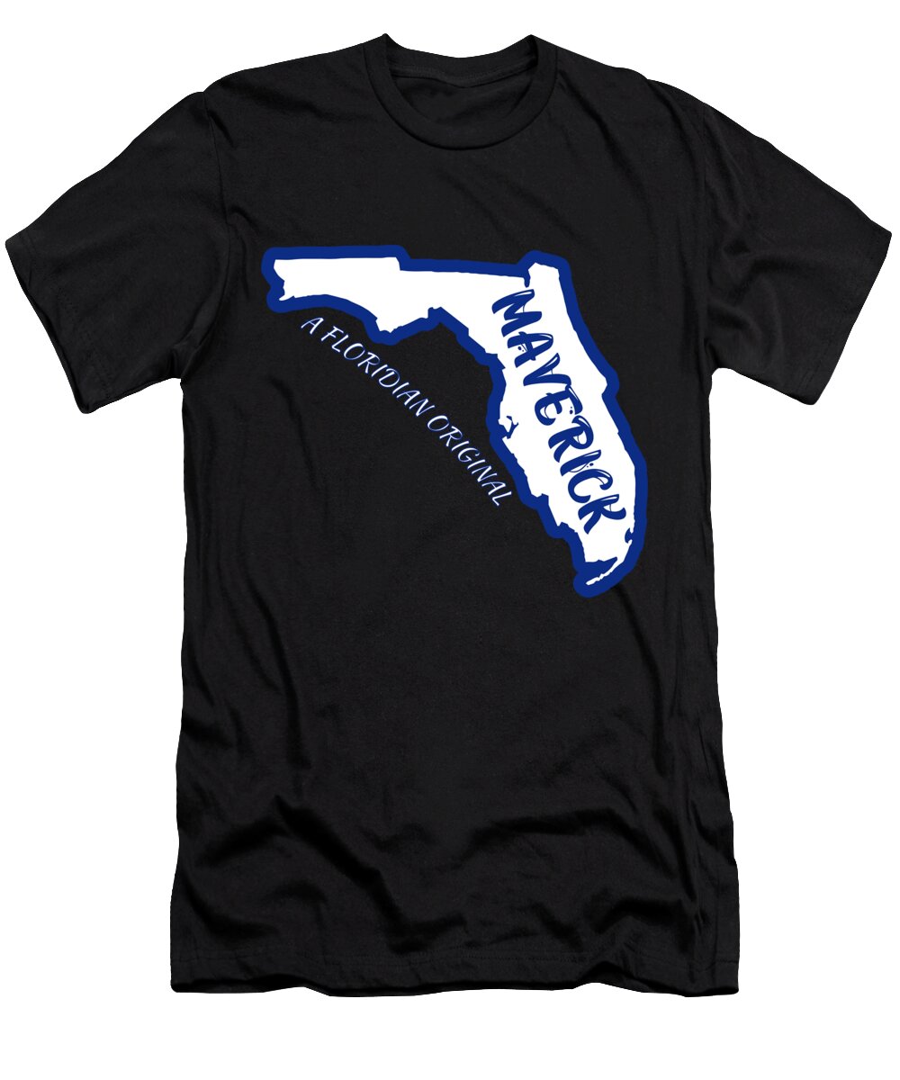 Maverick a Floridian Original with Outline of Florida Chomper Designs T-Shirt
