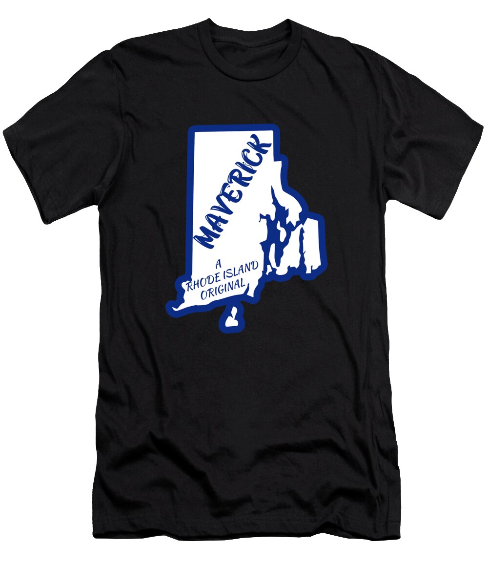 Maverick a Rhode Island Original with Outline of Rhode Island Chomper Designs T-Shirt