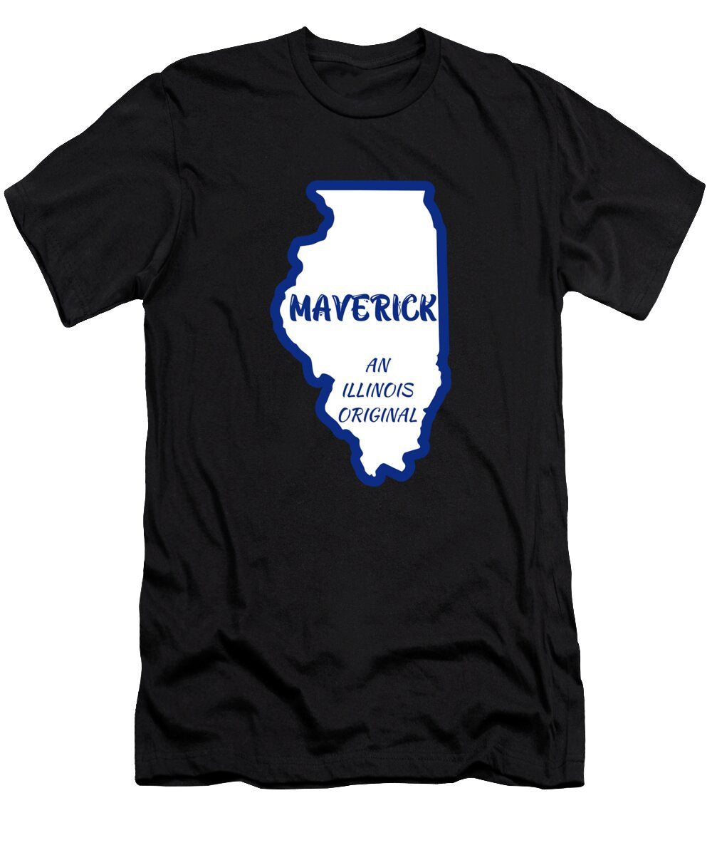 Maverick an Illinois Original with Outline of Illinois Chomper Designs T-Shirt