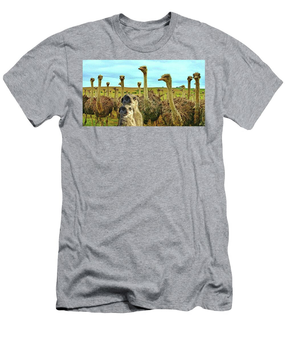 Meerkats Lost in Ostrich Land Shelli Fitzpatrick T-Shirt