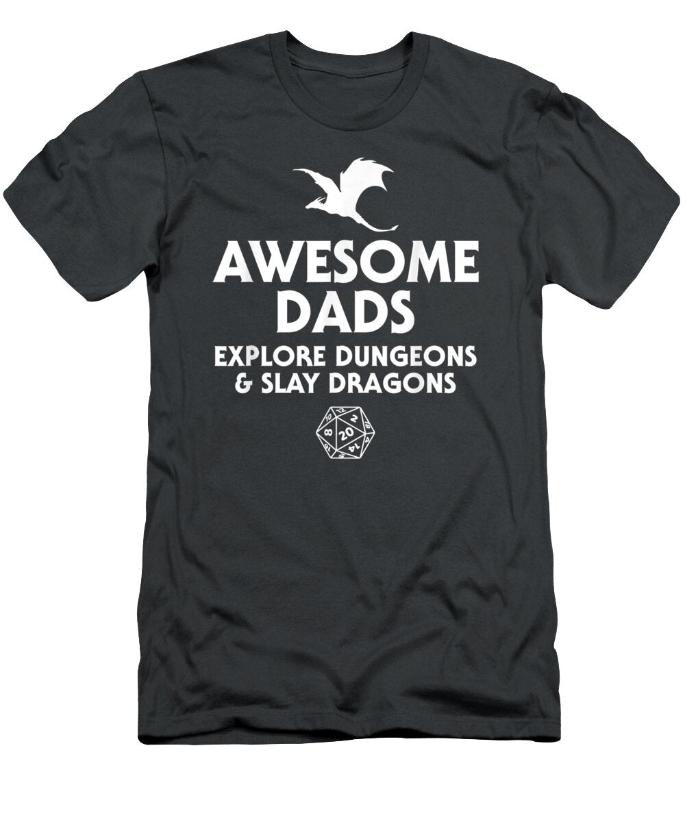 Mens Awesome Dads Explore Dungeons and Slay Dragons Rpg Nerdy Dad Trihab Riah T-Shirt