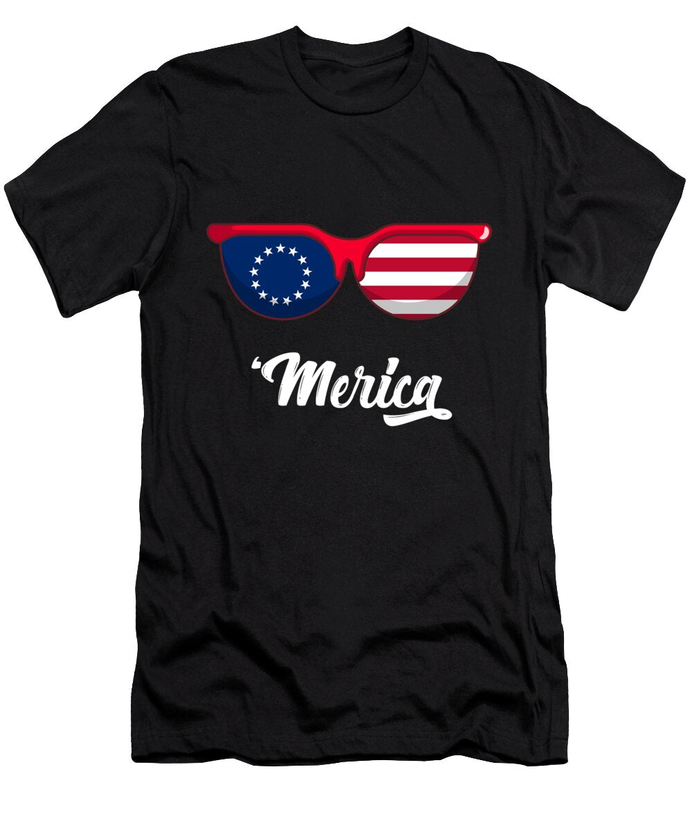 Merica Red Sunglasses of Betsy Ross Flag Lemo Boy T-Shirt