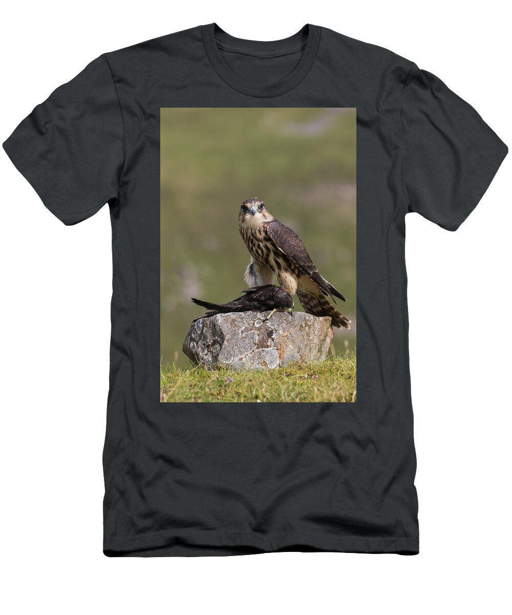 Merlin with Swift Prey Cumbria UK Captive Ann Steve Toon Natureplcom T-Shirt