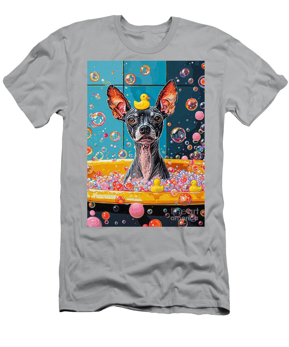 Mexican Hairless Dog Enjoying a Bubbly Bath Adrien Efren T-Shirt