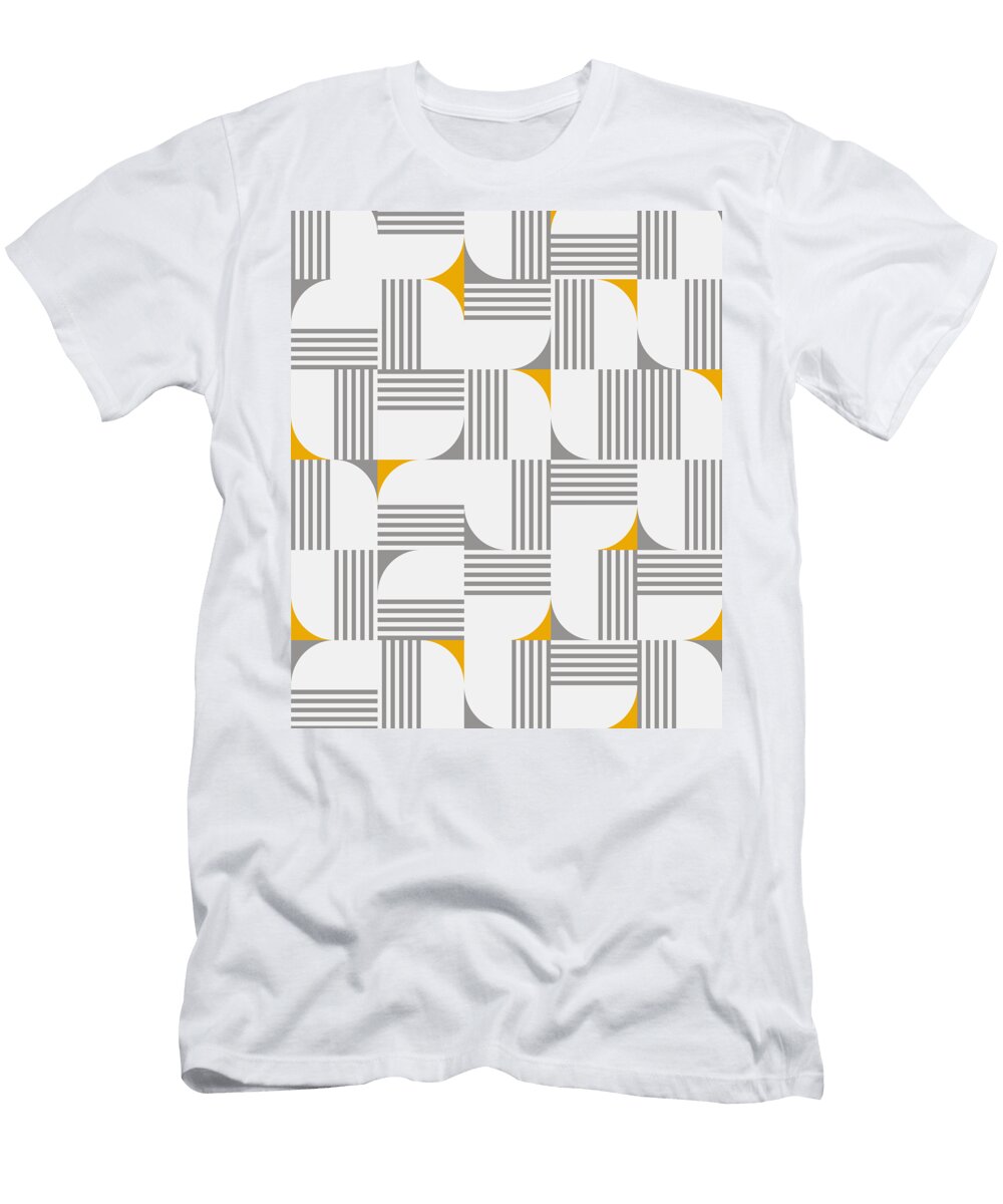 Mid Century Modern Geometric Dynamic Triangle and Stripes Pattern Minimal Bonb Creative T-Shirt