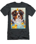Miniature American Shepherd Dog Frolicking in a Bubbly Bathtub Adrien Efren T-Shirt