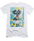 Miniature Schnauzer Dog Frolicking in a Bubbly Bathtub Adrien Efren T-Shirt
