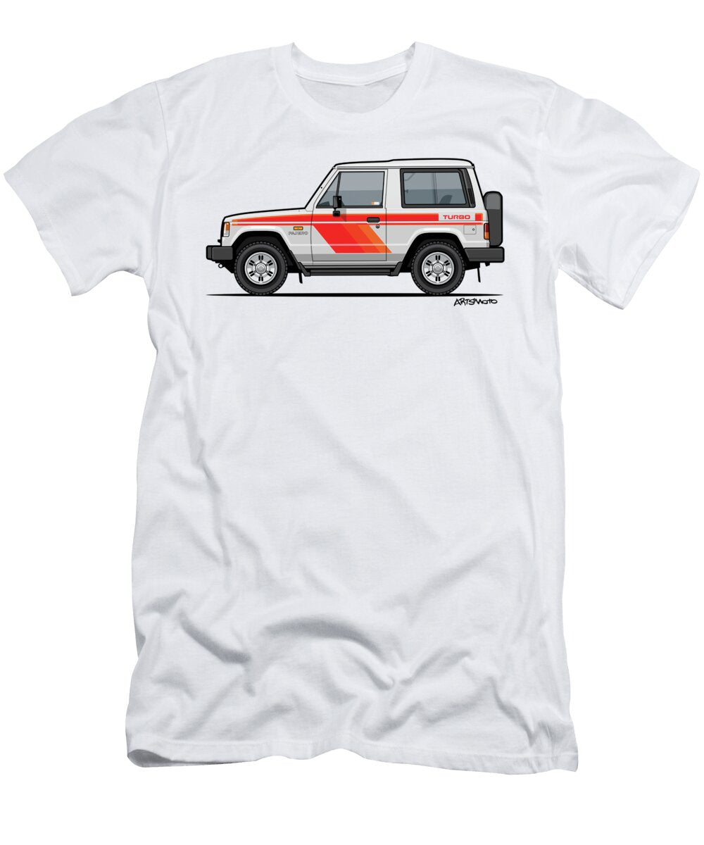 Mitsubishi Pajero Montero Shogun 3 Door Turbo Diesel Monkey Crisis on Mars T-Shirt