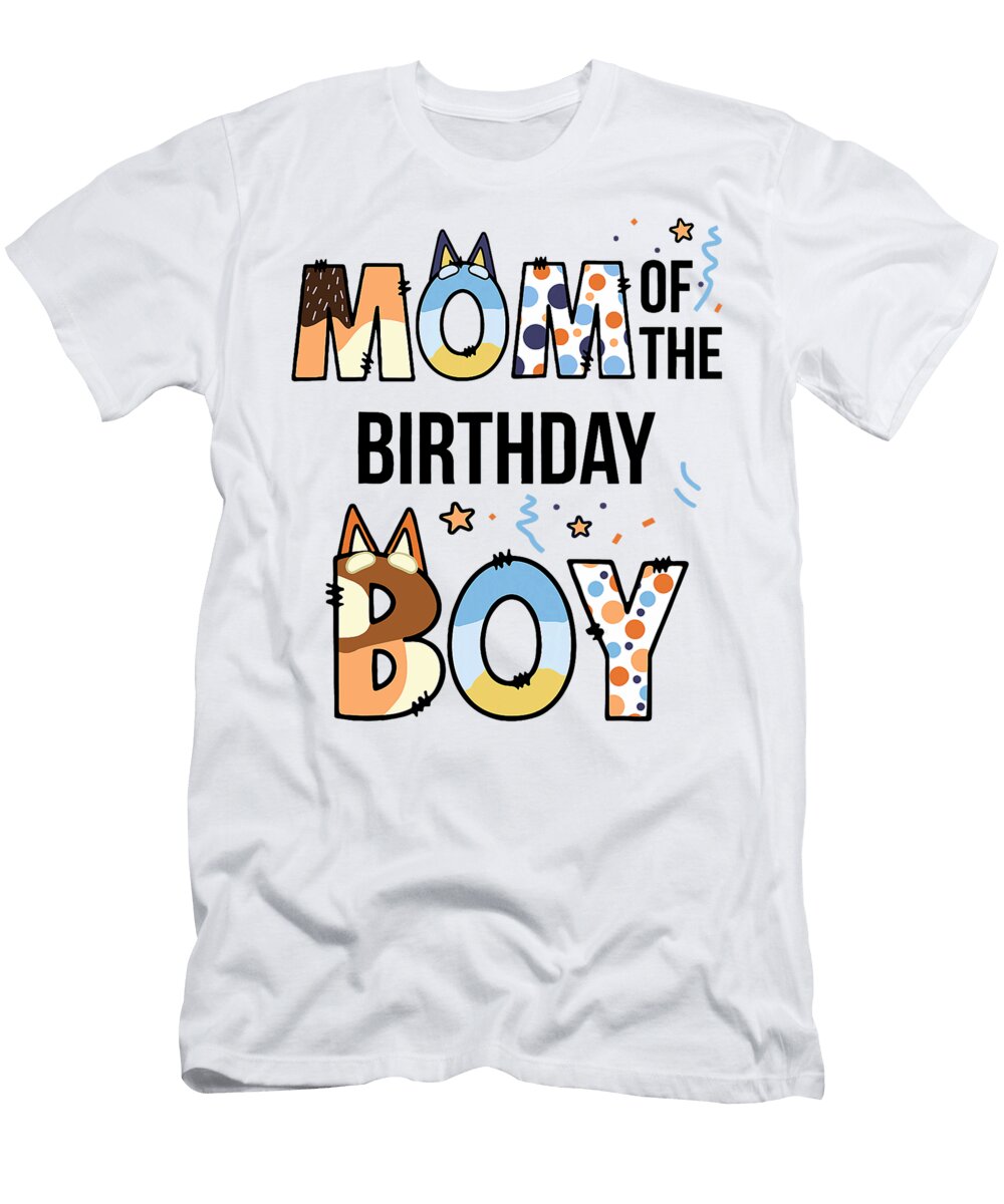 Mom of the Birthday Boy Party Blue Dog Lover Studi Alex T-Shirt