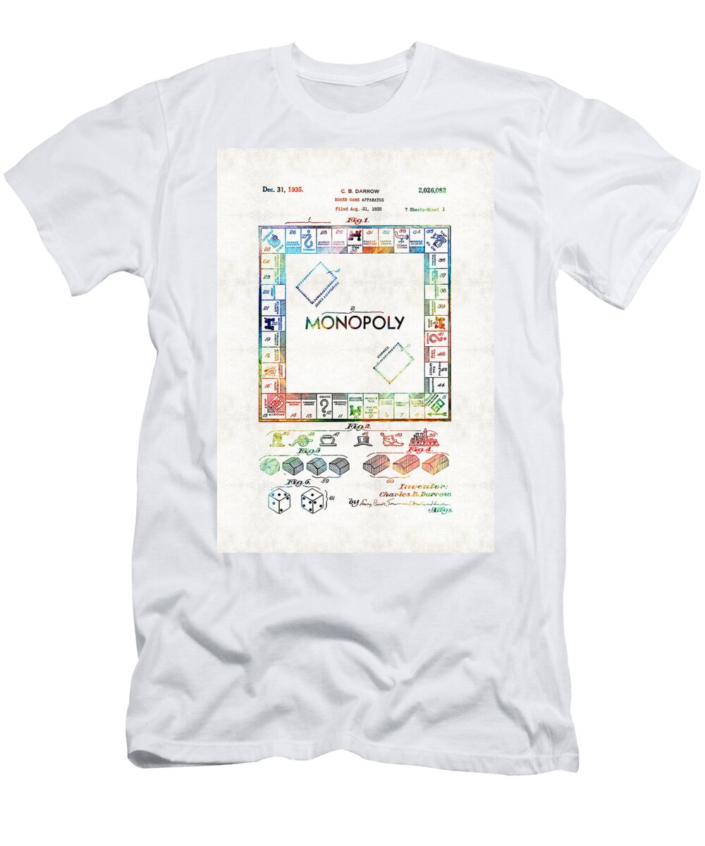Monopoly Game Board Vintage Patent Art Sharon Cummings Sharon Cummings T-Shirt