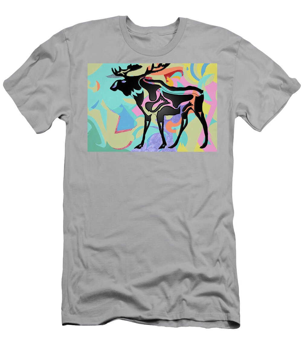 Moose Walking Through the Museum Robert Margetts T-Shirt